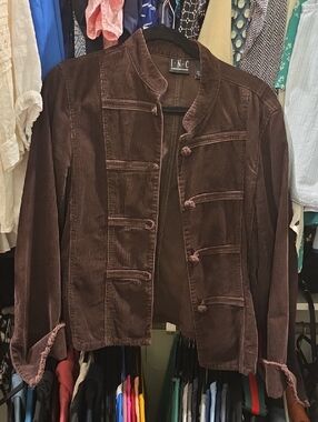 INC International Concepts Brown Velvet Military-Style Blazer
